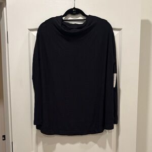 Free People Black Textured Long Sleeve Top